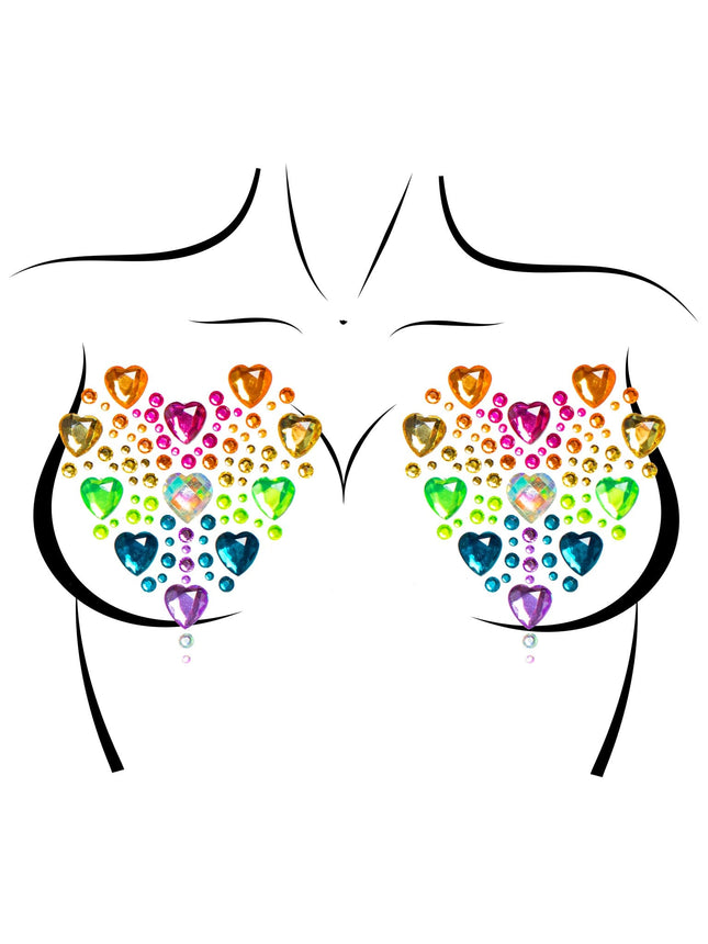 Prism Nipple Jewels Stickers and (2) 3g Body Glitter Packets - Multicolor - O/S