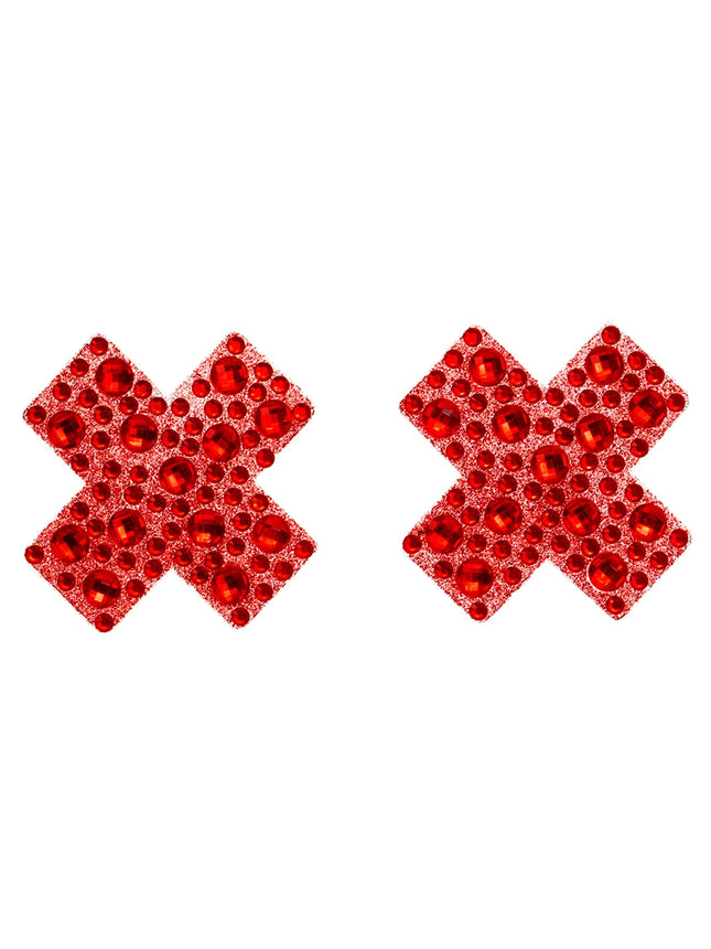 X Factor Nipple Jewel Stickers - Red - O/S