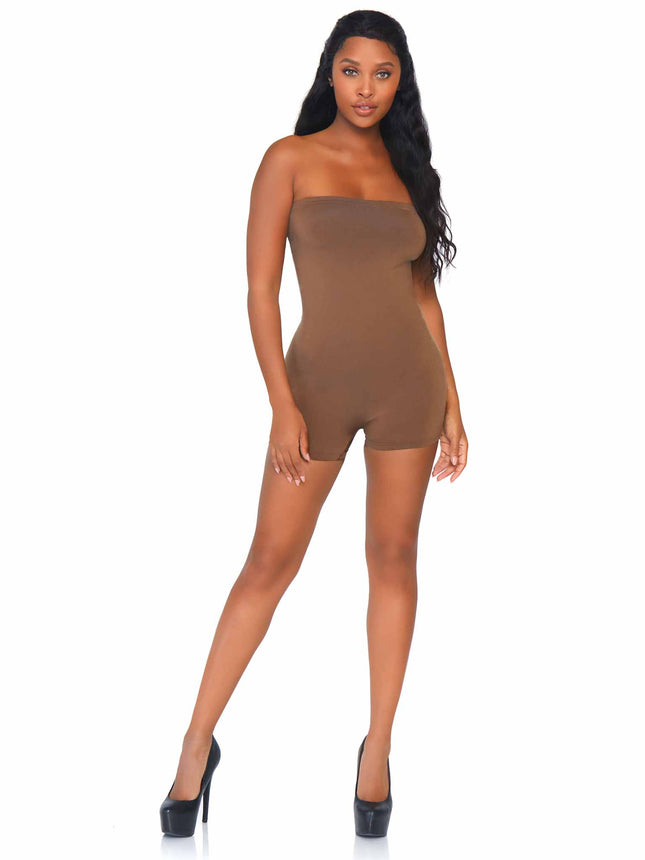 Seamless Opaque Microfiber Strapless Romper - Tan - SML/MED