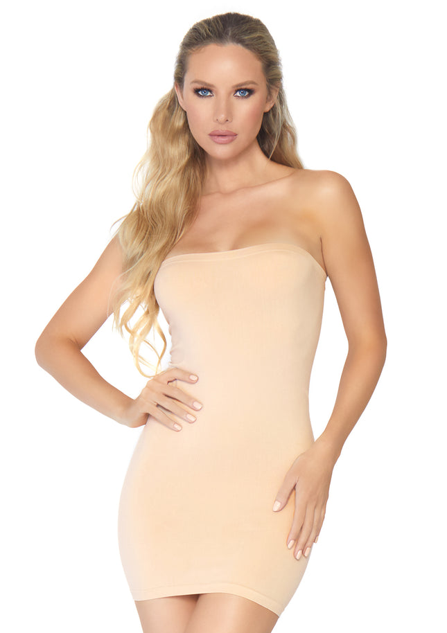 Seamless Opaque Microfiber Bodycon Tube Dress - Nude - MED/LGE