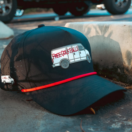 Free Golf Balls Van Golf Hat | Snapback Cap | Built-in Magnetic Ball Marker Holder + Marker Included | Free Golf Balls Van | Adjustable Black