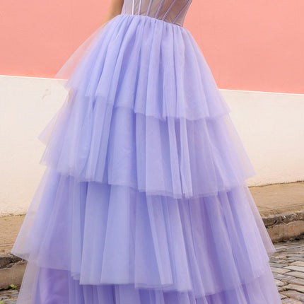 Nox Anabel P1400 Long Tiered Tulle Skirt Corset A-Line Ball Gown