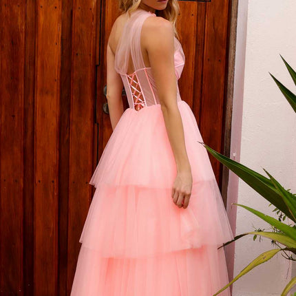 Nox Anabel P1400 Long Tiered Tulle Skirt Corset A-Line Ball Gown