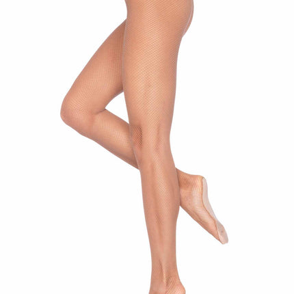 Professional Fishnet Tights with Nylon/Cotton Comfort Sole and No-Roll Waistband - Lght Toast - C/D