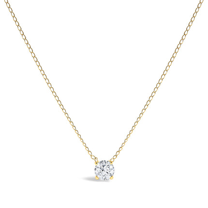 14K White Gold Floating 1/2 Cttw Lab Grown Diamond Solitaire Pendant Necklace - 18" Inches