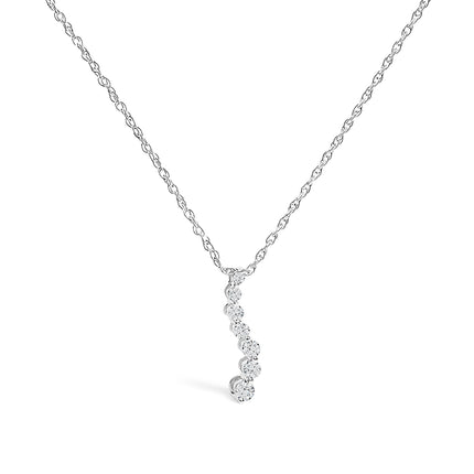.925 Sterling Silver 1/4 Cttw Lab Grown Diamond Journey Pendant Necklace - 18" Inches