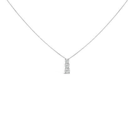 14K White Gold 1/2 Cttw Lab Grown Diamond Three Stone Pendant Necklace