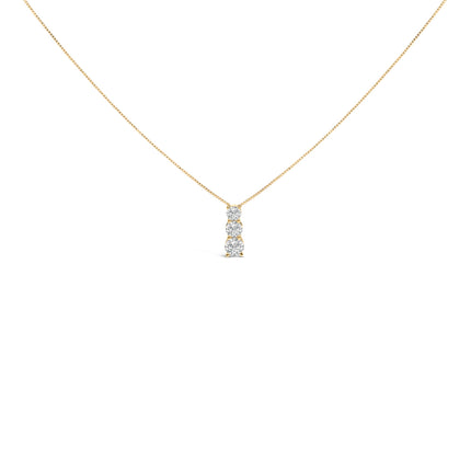 14K White Gold 1/2 Cttw Lab Grown Diamond Three Stone Pendant Necklace