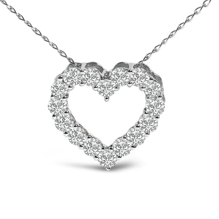 14K White Gold 1/2 Carat Lab Grown Diamond Heart Shape Pendant Necklace