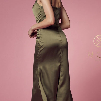 Nox Anabel R1027 Tea Midi-Length Formal Gown with Cowl Neckline