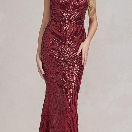 Nox Anabel R1204 Floor Length Fitted Sequin Gown