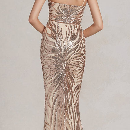 Nox Anabel R1204 Floor Length Fitted Sequin Gown