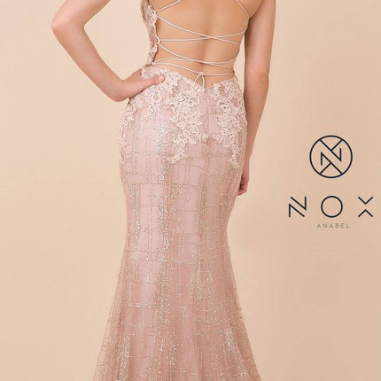 Nox Anabel R282-1 Mermaid Long Dress Corset Open-Back