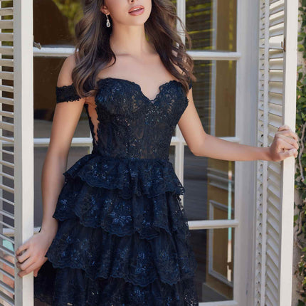 Nox Anabel R877 Dress Short A-Line Off the Shoulder Tiered Skirt
