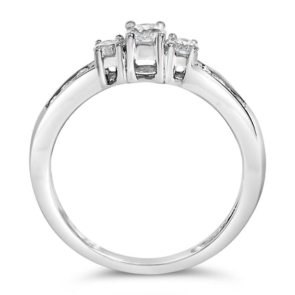 10K White Gold 1/2 Cttw Diamond Three Stone Ring