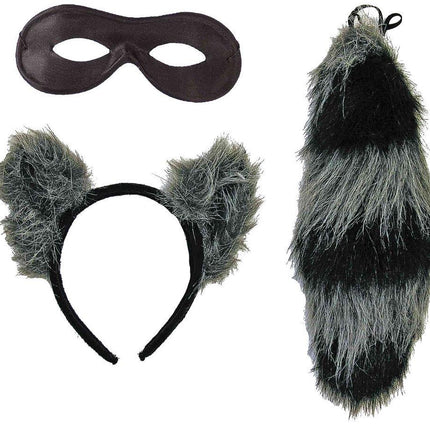 Raccoon Ears Eye Mask and Tail Costume Accessory Kit