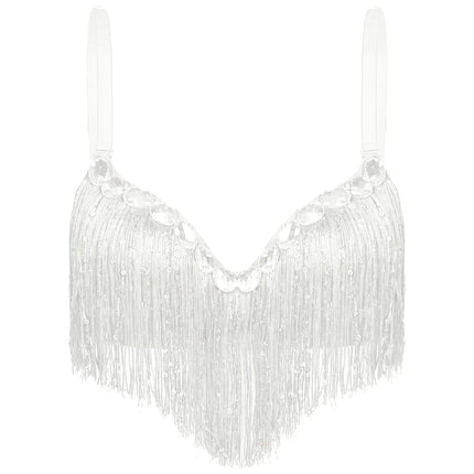 The Stardust Oasis Sirena – Sequined Tassel & Rhinestone Push-Up Belly Dance Bra Top