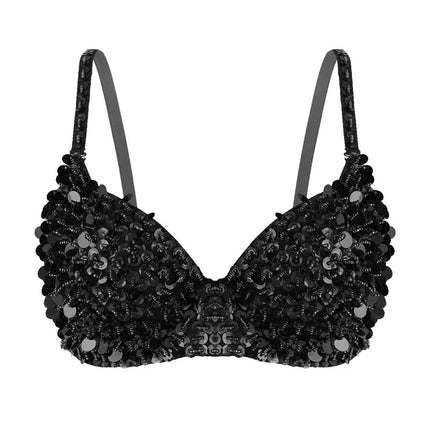 The Stardust Prism Sirena – Sequined & Looped Beading Padded Push-Up Bra Top