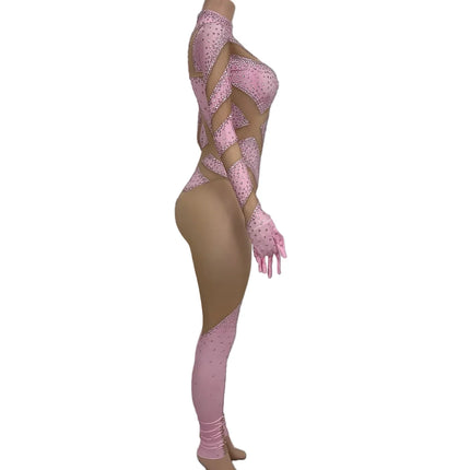 Crystal Illusion Rhinestone Bodysuit