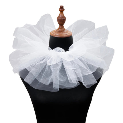 Fluffy Mesh Clown Ruff Collar & Vintage Masquerade Circus Costume Accessory