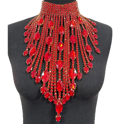 Rhinestone Crystal Long Fringe Tassel Necklace