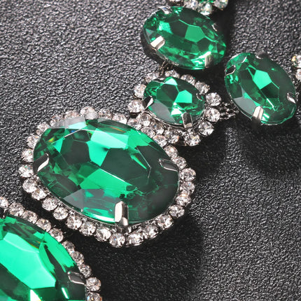 Men's Green Crystal Rhinestone Body Chain Harness Punk Stage Cross Chest Collar