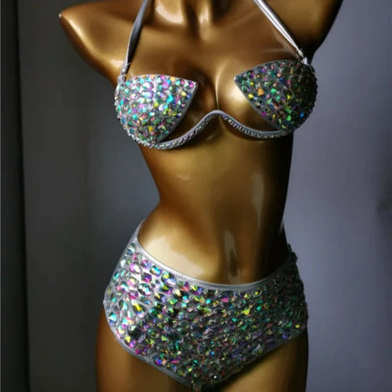The Venus Horizon Rhinestone Bikini – Premium Crystal Triangle Showgirl Set