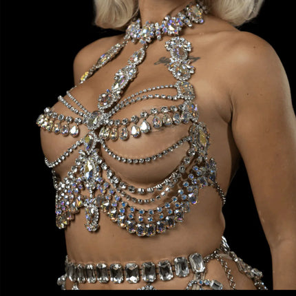 Glass Rhinestone Crystal Body Chain Set