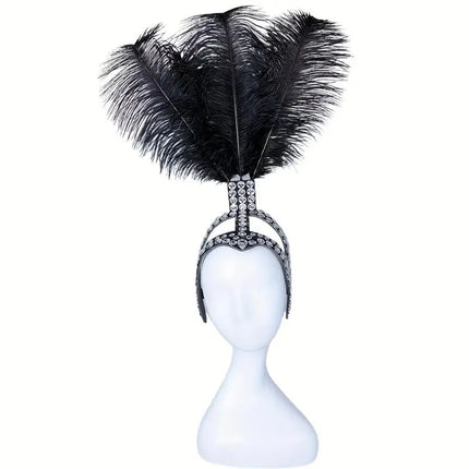 Ostrich Feathered Rhinestone Headpiece