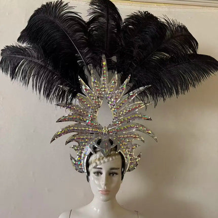 The Stardust Majestic Feather Crown – Carnival & Cabaret Stage Headdress