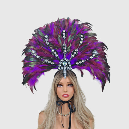 Carnival-Themed Artificial Feather Headdress & Cosplay Crown Prop