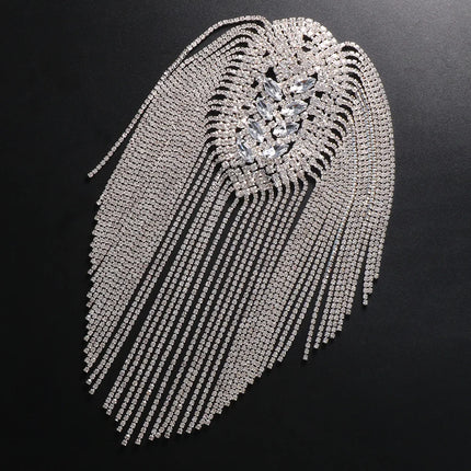 Rhinestone Tassel Chain Epaulette Shoulder Pad Applique