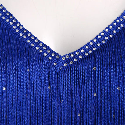 V-Neck Crisscross Back Tassel Fringe Crop Top Latin Salsa Dance Costume