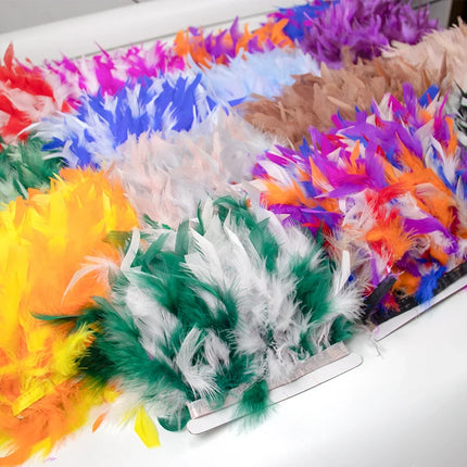 Fluffy Turkey Feathers Trim Ribbon Fringe