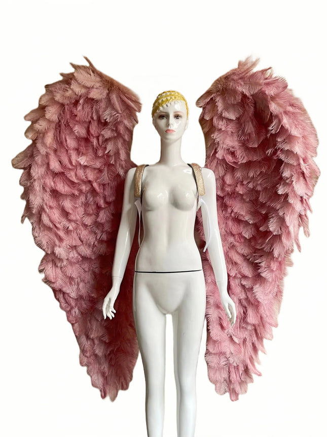 Large Feather Angel Wings Backpiece with Shoulder Straps