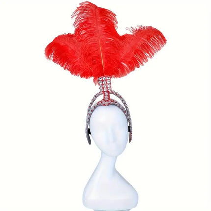 Ostrich Feathered Rhinestone Headpiece