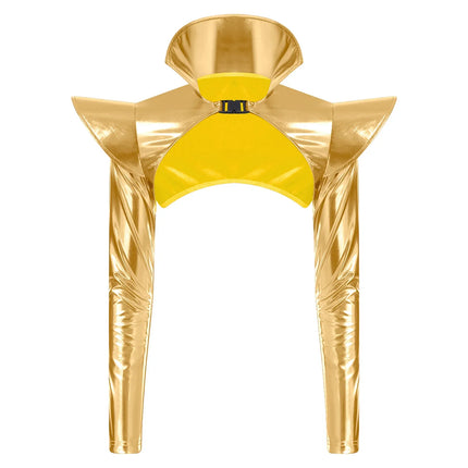 Metallic Shoulder Armor Shrug Crop Top & Sleeves Futuristic Pauldron Stage Costume