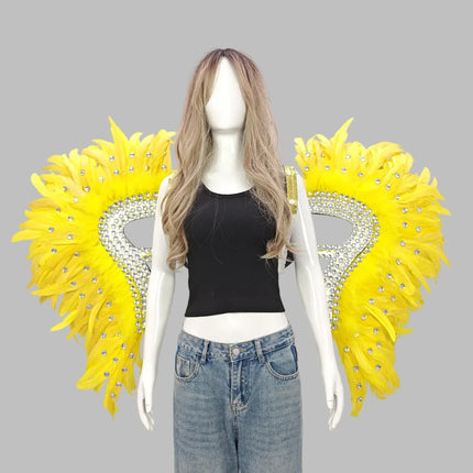 Artisanal Feather Angel Wings Statement Backpiece Runway & Carnival Costume Prop