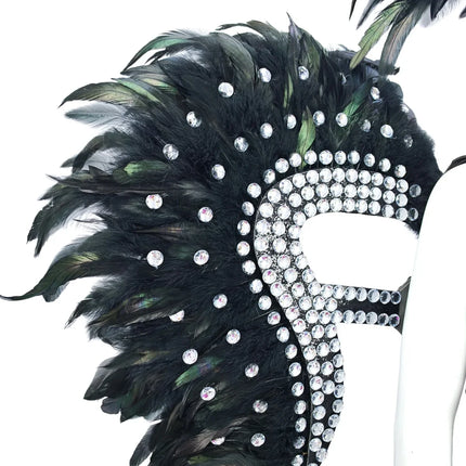 Carnival Elegant Ladies Feather Headdress Wings Two-Piece Role Play Catwalk Halloween Masquerade Carnival Party Suit