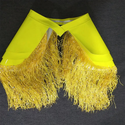 Metallic Laser Fringe Shoulder Armor & Tassel Vest Stage Costume