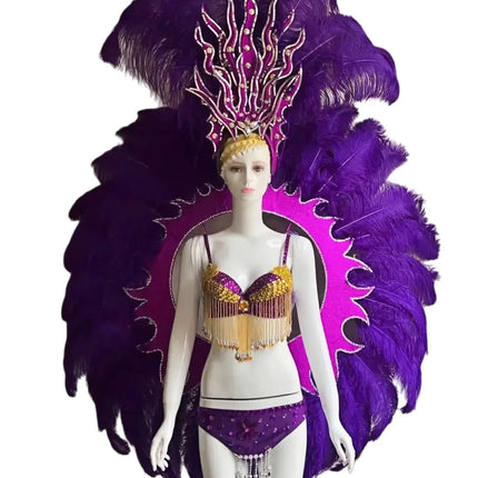 Feathered Carnival Headdress and Backpack Wing Set