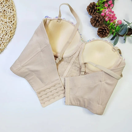 The Stardust Prism Siren – Sequined Glitter Bustier Corset Crop Top