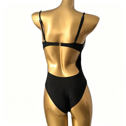 Hand-Sewn Crystal Rhinestone One-Piece Bodysuit & Stage Costume Set