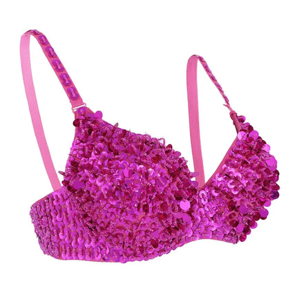 The Stardust Prism Sirena – Sequined & Looped Beading Padded Push-Up Bra Top