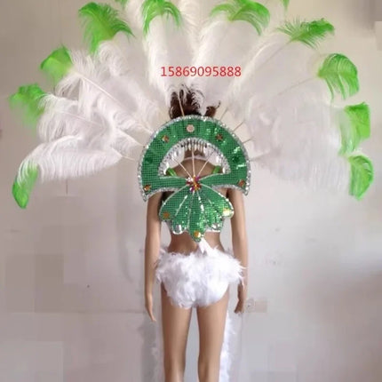 Sequined Butterfly-Style Costume Backpiece with Draped Chain