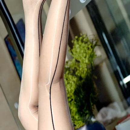 1D Ultra-Thin Oil Glossy Hollow-Out Sheer Shaping Pantyhose Shiny Tights