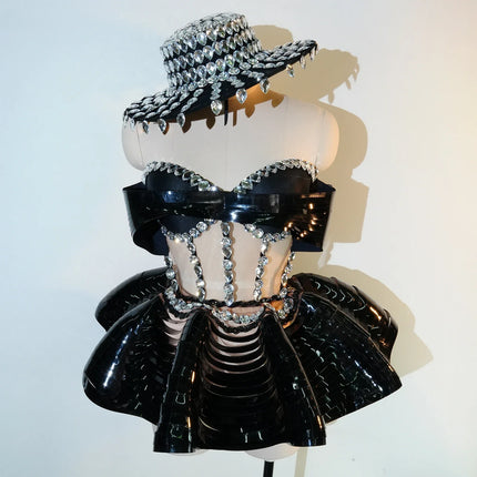 The Stardust Midnight Cabaret Cage Set – Luxury Rhinestone Showgirl Costume