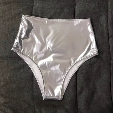 The Stardust Spotlight High-Waist Shorts – Glossy Patent Leather Showgirl Hot Pants