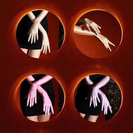 80D Satin Shiny High-Elasticity Opera Length Gloves Stage Performance Gloves