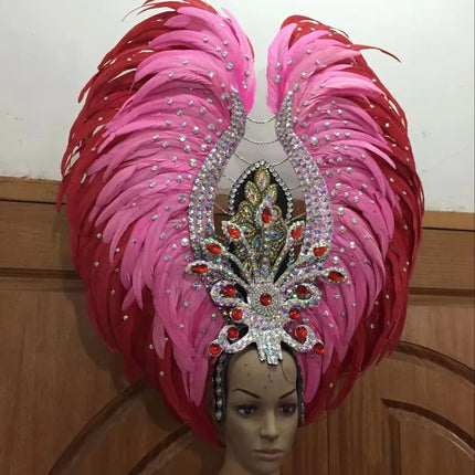 Feather headdress samba costume carnival halloween party bar performance hat makeup dance wings parade